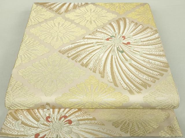 平和屋着物●六通柄袋帯　唐織　花菱有職文　金糸　正絹　逸品　DABA1710ps