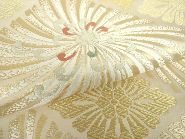 平和屋着物●六通柄袋帯　唐織　花菱有職文　金糸　正絹　逸品　DABA1710ps