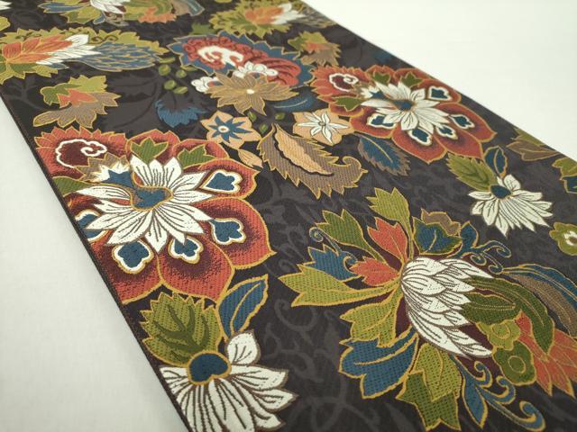 平和屋着物●六通柄袋帯　唐織　更紗花文　正絹　逸品　DABA1711ps