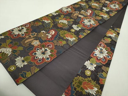平和屋着物●六通柄袋帯　唐織　更紗花文　正絹　逸品　DABA1711ps