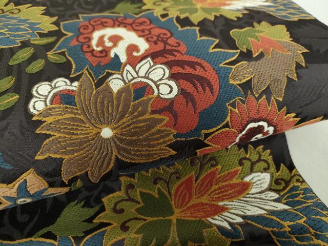 平和屋着物●六通柄袋帯　唐織　更紗花文　正絹　逸品　DABA1711ps