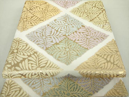 平和屋着物●六通柄袋帯　花菱文　金糸　正絹　逸品　未使用　DABA1715ps