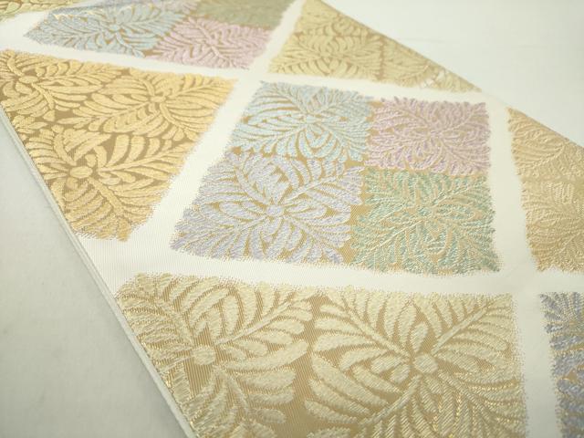 平和屋着物●六通柄袋帯　花菱文　金糸　正絹　逸品　未使用　DABA1715ps