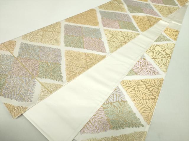平和屋着物●六通柄袋帯　花菱文　金糸　正絹　逸品　未使用　DABA1715ps