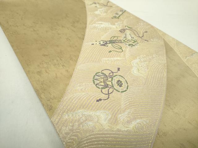 平和屋着物●松尾光琳　六通柄袋帯　立波楽器文　金銀糸　引箔　正絹　逸品　未使用　DABA1717ps