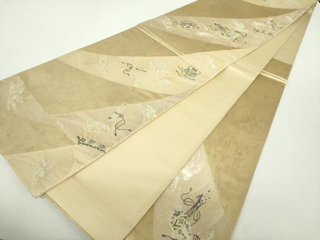 平和屋着物●松尾光琳　六通柄袋帯　立波楽器文　金銀糸　引箔　正絹　逸品　未使用　DABA1717ps