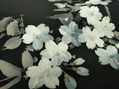 平和屋着物●塩瀬　両面　太鼓柄袋帯　手描き　枝桜　黒地　金彩　正絹　逸品　DABA1719ps