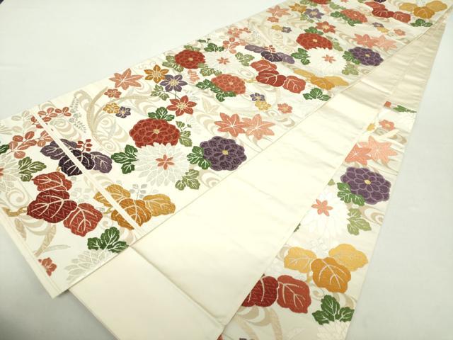 平和屋着物●六通柄袋帯　唐織　流水花文　金銀糸　正絹　逸品　DABA1720ps 平和屋着物◎六通柄袋帯 流水草花文 金銀糸 正絹 逸品 DABA8321xg