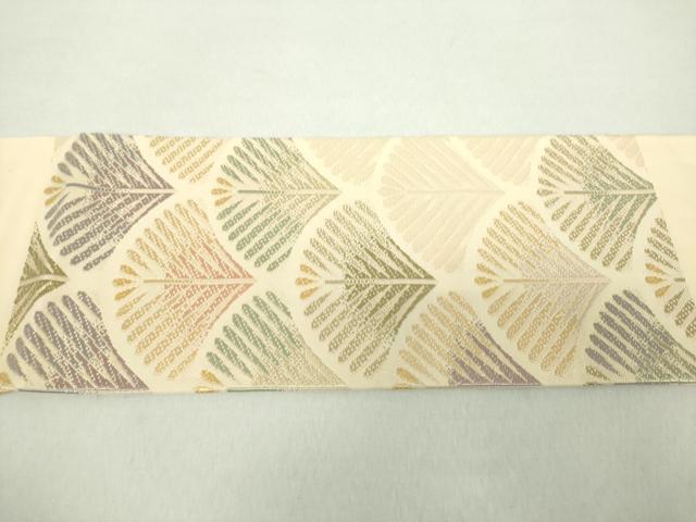平和屋着物●九寸名古屋帯　唐織　若松葉　青海波　金糸　正絹　逸品　DABA1722ps