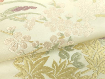 平和屋着物●九寸名古屋帯　唐織　舞蝶花文　正絹　逸品　DABA1723ps