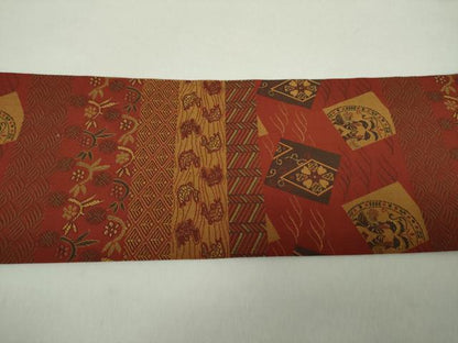 平和屋着物●全通柄九寸名古屋帯　名物裂花文　笹蔓緞子　正絹　逸品　DABA1724ps