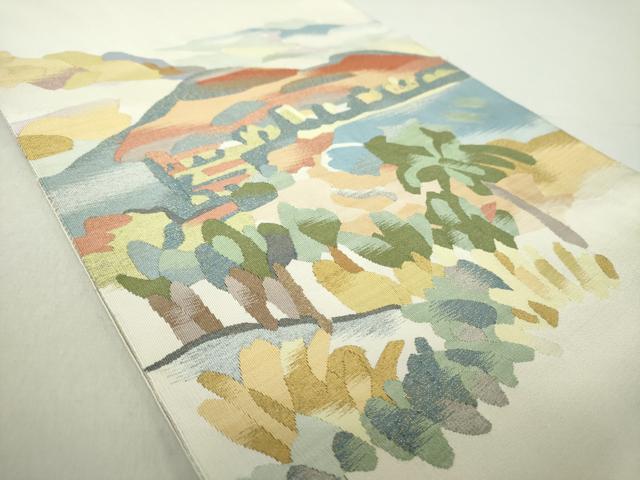 平和屋着物○爪掻き本綴れ 八寸名古屋帯 水辺風景 金銀糸