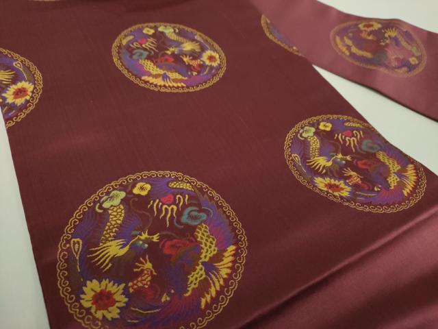 平和屋着物●アンティーク　大正ロマン　九寸名古屋帯　龍の丸　五爪龍　正絹　逸品　DABA1728ps
