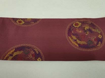 平和屋着物●アンティーク　大正ロマン　九寸名古屋帯　龍の丸　五爪龍　正絹　逸品　DABA1728ps