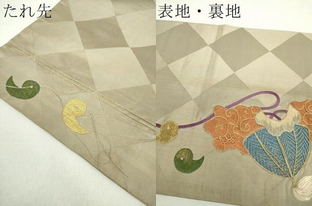 平和屋着物●アンティーク　大正ロマン　中国三大刺繍　相良刺繍　丸帯　駒刺繍　総手刺繍　鏡裏花文　金銀糸　正絹　逸品　DABA1729ps 平和屋着物○アンティーク 大正ロマン 中国三大刺繍 相良刺繍 丸帯 駒刺繍