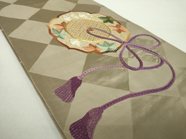 平和屋着物●アンティーク　大正ロマン　中国三大刺繍　相良刺繍　丸帯　駒刺繍　総手刺繍　鏡裏花文　金銀糸　正絹　逸品　DABA1729ps 平和屋着物○アンティーク 大正ロマン 中国三大刺繍 相良刺繍 丸帯 駒刺繍