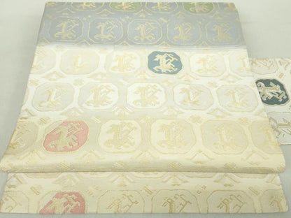 平和屋着物●九寸名古屋帯　有栖川文様　金糸　正絹　逸品　DABA1731ps