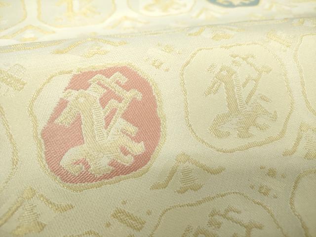 平和屋着物●九寸名古屋帯　有栖川文様　金糸　正絹　逸品　DABA1731ps
