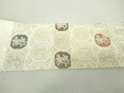 平和屋着物●九寸名古屋帯　有栖川文様　金糸　正絹　逸品　DABA1731ps