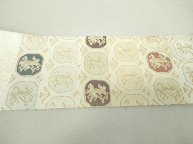平和屋着物●九寸名古屋帯　有栖川文様　金糸　正絹　逸品　DABA1731ps