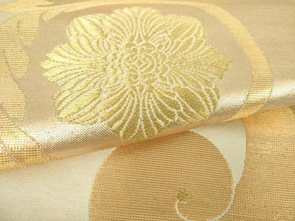 平和屋着物●龍村美術織物　六通柄袋帯　ロココ持選り　金糸　正絹　逸品　DABA1733ps