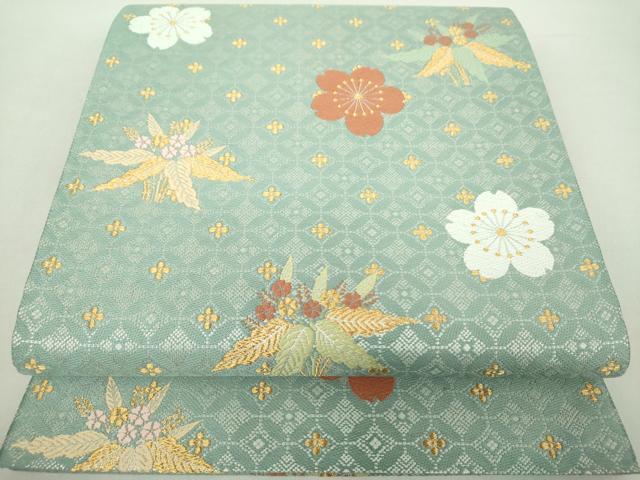 平和屋着物●六通柄袋帯　唐織　舞桜　草花文　金銀糸　正絹　逸品　DABA1734ps