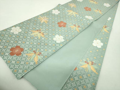 平和屋着物●六通柄袋帯　唐織　舞桜　草花文　金銀糸　正絹　逸品　DABA1734ps