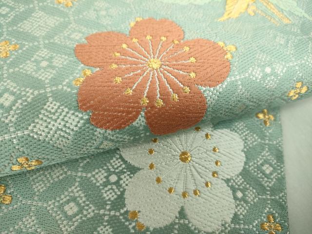 平和屋着物●六通柄袋帯　唐織　舞桜　草花文　金銀糸　正絹　逸品　DABA1734ps