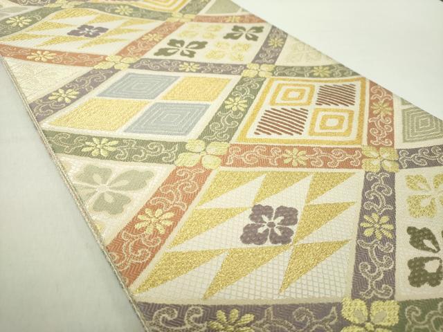 平和屋着物○六通柄袋帯 唐織 草木染 花菱文 金糸 正絹 逸品 DABA1736ps