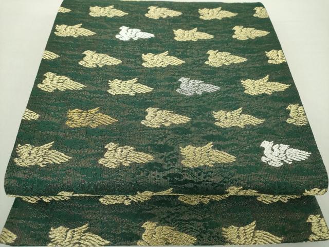 平和屋着物●西陣　両面　六通柄袋帯　唐織　鳳凰　金糸　証紙付き　正絹　逸品　DABA1740ps
