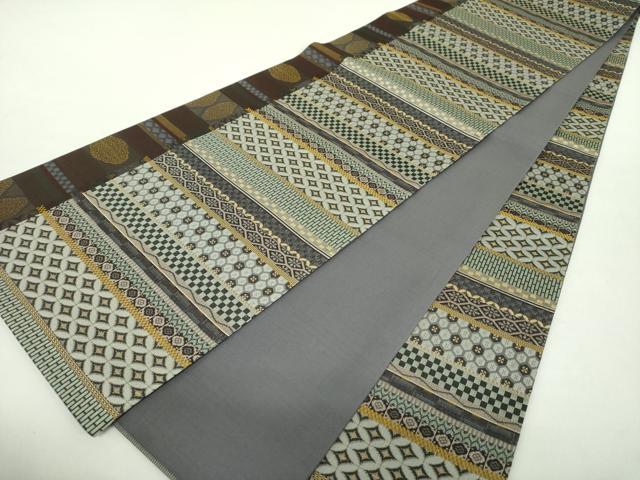 平和屋着物●全通柄袋帯　吉祥間道　正絹　逸品　DABA1743ps