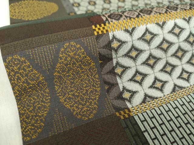 平和屋着物○全通柄京袋帯 紬地 型染 松竹梅 正絹 逸品