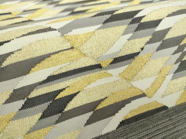 平和屋着物○太鼓柄 京袋帯 紬地 型染め 草花文 正絹 逸品