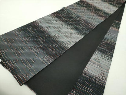 平和屋着物●六通柄袋帯　市楽波筬織　鱗文様　正絹　逸品　未使用　DABA1749ps