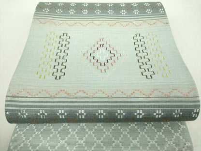 平和屋着物●両面　太鼓柄京袋帯　花織　花菱　正絹　逸品　DABA1750ps
