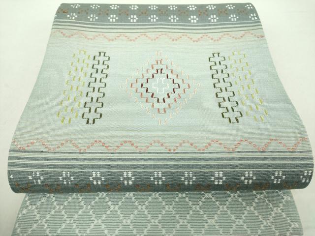 平和屋着物●両面　太鼓柄京袋帯　花織　花菱　正絹　逸品　DABA1750ps