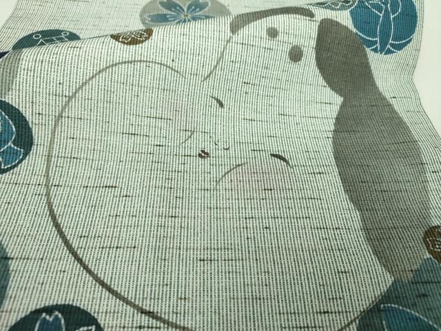 平和屋着物○全通柄京袋帯 紬地 型染 松竹梅 正絹 逸品