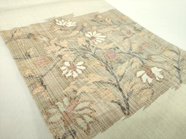 平和屋着物●太鼓柄袋帯　草花文　金糸　正絹　逸品　DABA1757ps