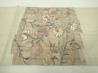 平和屋着物●太鼓柄袋帯　草花文　金糸　正絹　逸品　DABA1757ps