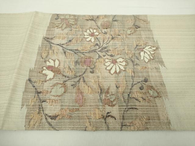 平和屋着物●太鼓柄袋帯　草花文　金糸　正絹　逸品　DABA1757ps