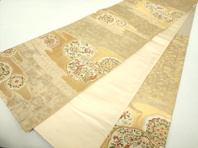 平和屋着物●西陣の名門　加納幸謹製　六通柄袋帯　鳳凰更紗花文　金糸　正絹　逸品　未使用　DABA1758ps 平和屋着物○西陣の名門 加納幸謹製 六通柄袋帯 鳳凰更紗
