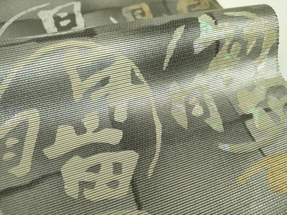 平和屋着物●日本のお笑いタレント　俳優　画家　書家　片岡鶴太郎　六通柄袋帯　螺鈿箔　文字文　金銀彩　正絹　逸品　DABA1762ps