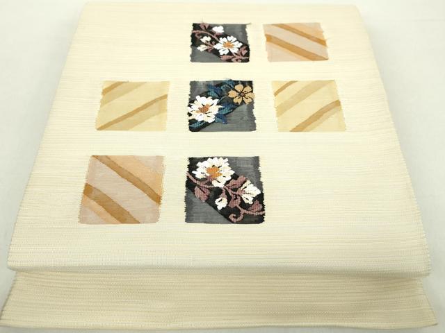 平和屋着物●太鼓柄袋帯　色紙花文　正絹　逸品　DABA1763ps 平和屋着物○太鼓柄袋帯 色紙花文 正絹 逸品 DABA1763ps