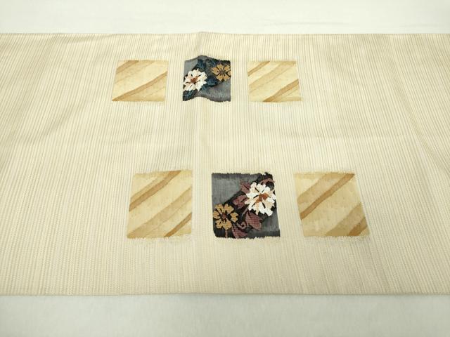 平和屋着物●太鼓柄袋帯　色紙花文　正絹　逸品　DABA1763ps