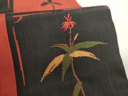 平和屋着物●名門木屋太　今河織物　六通柄袋帯　市松花文　正絹　逸品　DABA1765ps