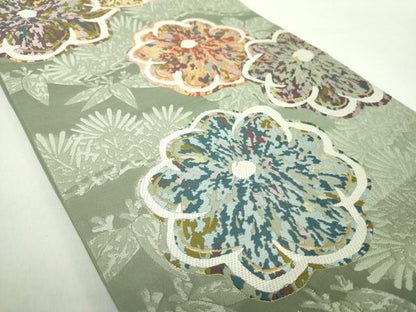 平和屋着物●六通柄袋帯　唐織　吉祥花文　金糸　正絹　逸品　DABA1768ps