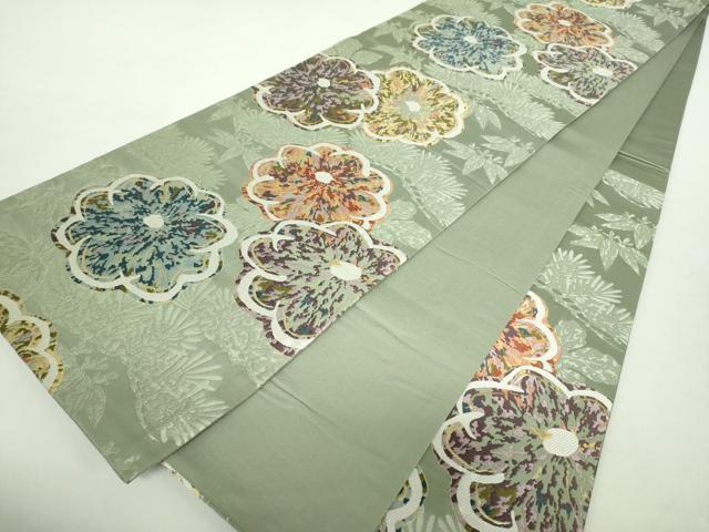 平和屋着物●六通柄袋帯　唐織　吉祥花文　金糸　正絹　逸品　DABA1768ps