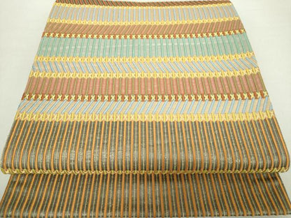 平和屋着物●六通柄袋帯　唐織　横段文　金糸　正絹　逸品　DABA1773ps