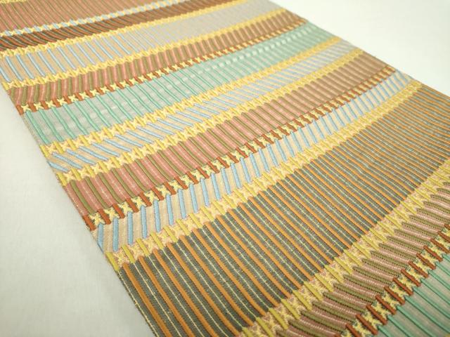 平和屋着物●六通柄袋帯　唐織　横段文　金糸　正絹　逸品　DABA1773ps 平和屋着物○六通柄袋帯 唐織 横段文 金糸 正絹 逸品 DABA1773psの通販