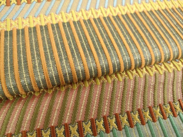平和屋着物●六通柄袋帯　唐織　横段文　金糸　正絹　逸品　DABA1773ps